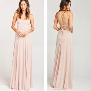 Godshaw Goddess gown in dancing queen shine blush
